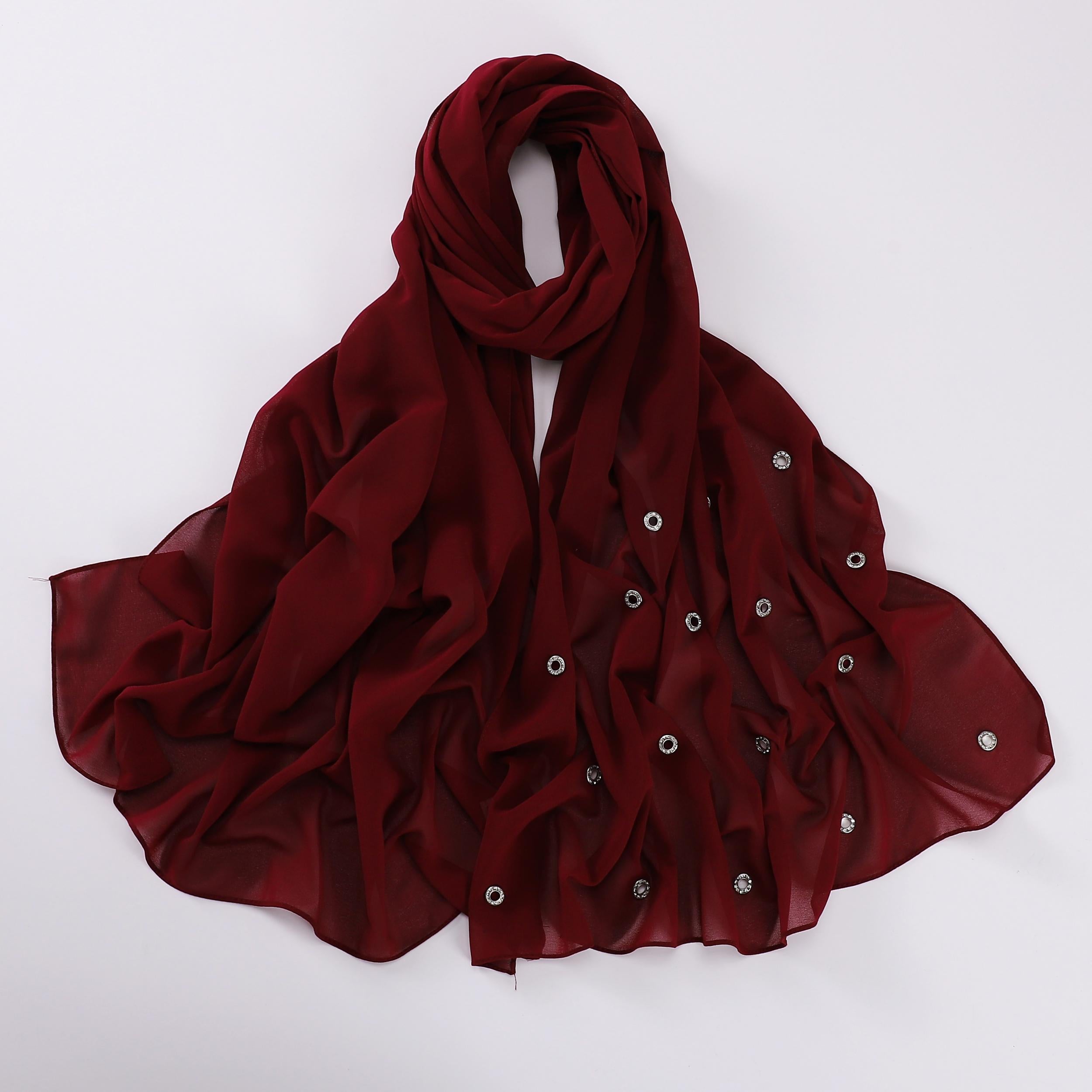 Rhinestone Rivet Chiffon Scarf Hijab Casual Shawl Head Wrap Turban