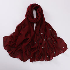 Rhinestone Rivet Chiffon Scarf Hijab Casual Shawl Head Wrap Turban