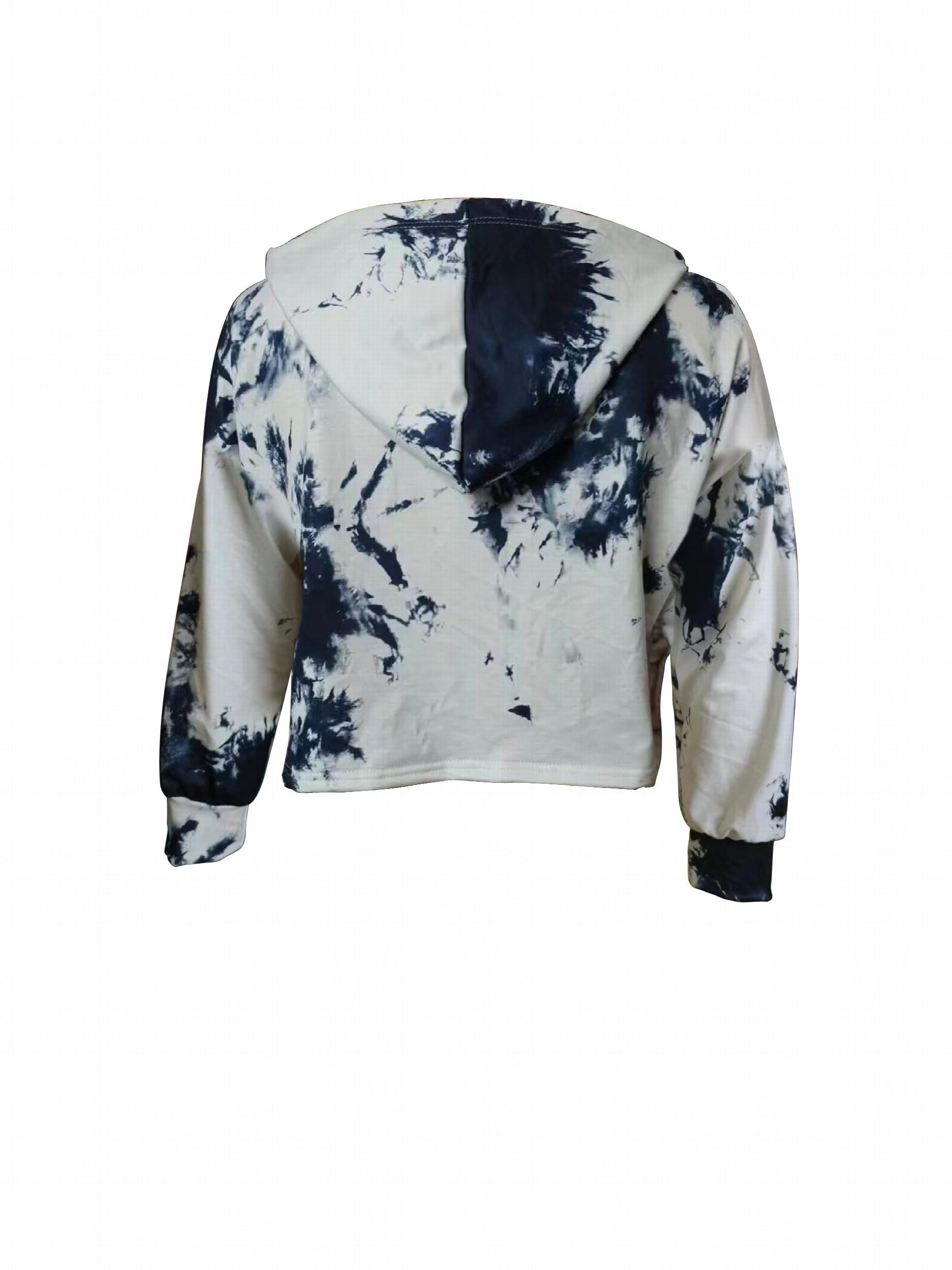 Tie Dye Crop Hoodie Casual Long Sleeve Hoodies Sweatshirt Women's Clothing
