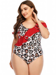 Leopard Print Ruffle One Piece Swimsuit