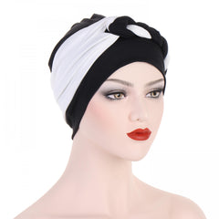 Casual Braided Turban Cap Double Headwrap Beanie Elastic Head Scarf