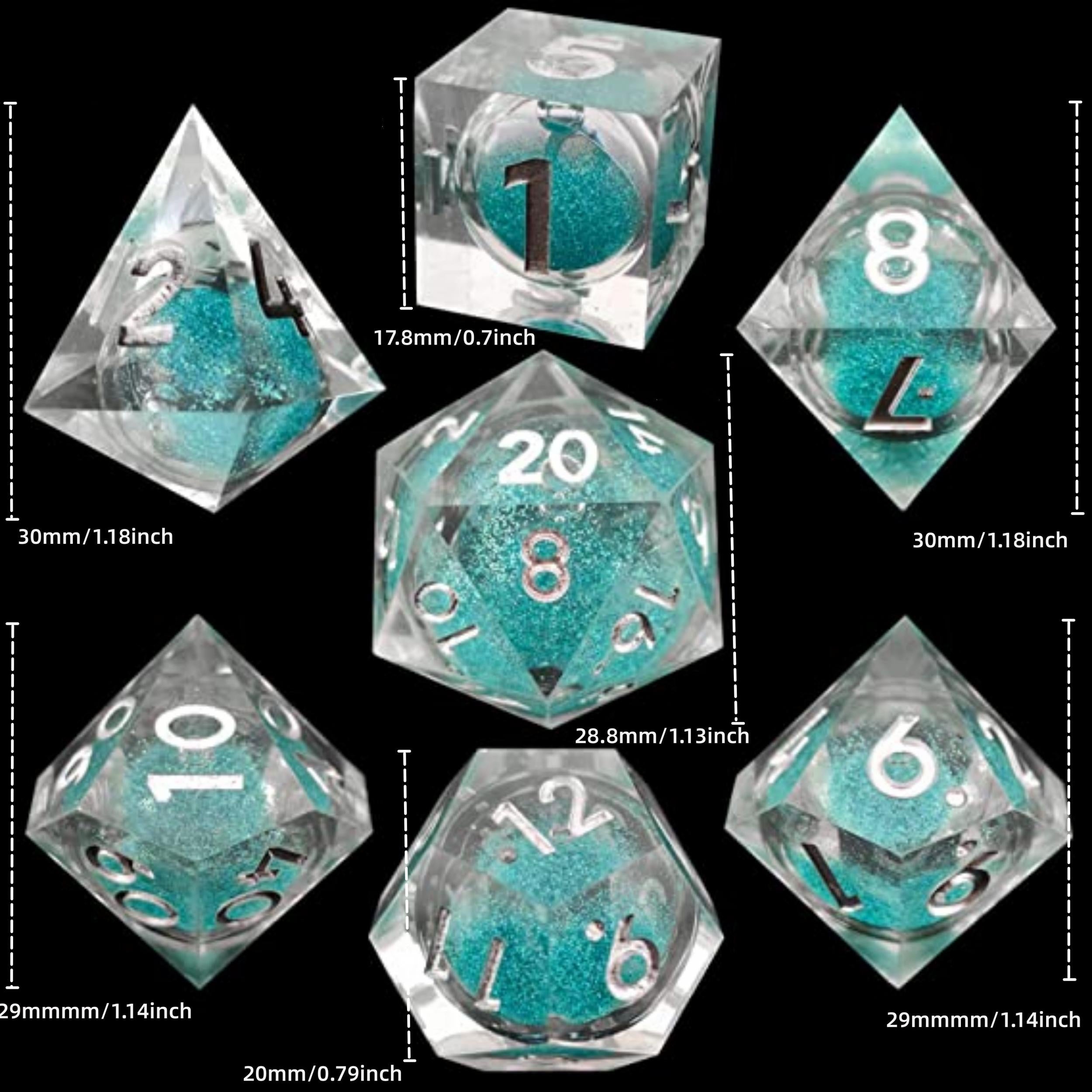 Resin Quicksand Dice Set with Liquid Core - D20 Game Accessories