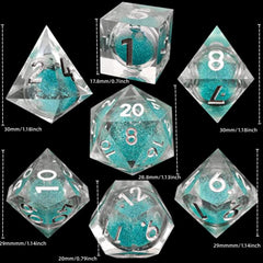 Resin Quicksand Dice Set with Liquid Core - D20 Game Accessories
