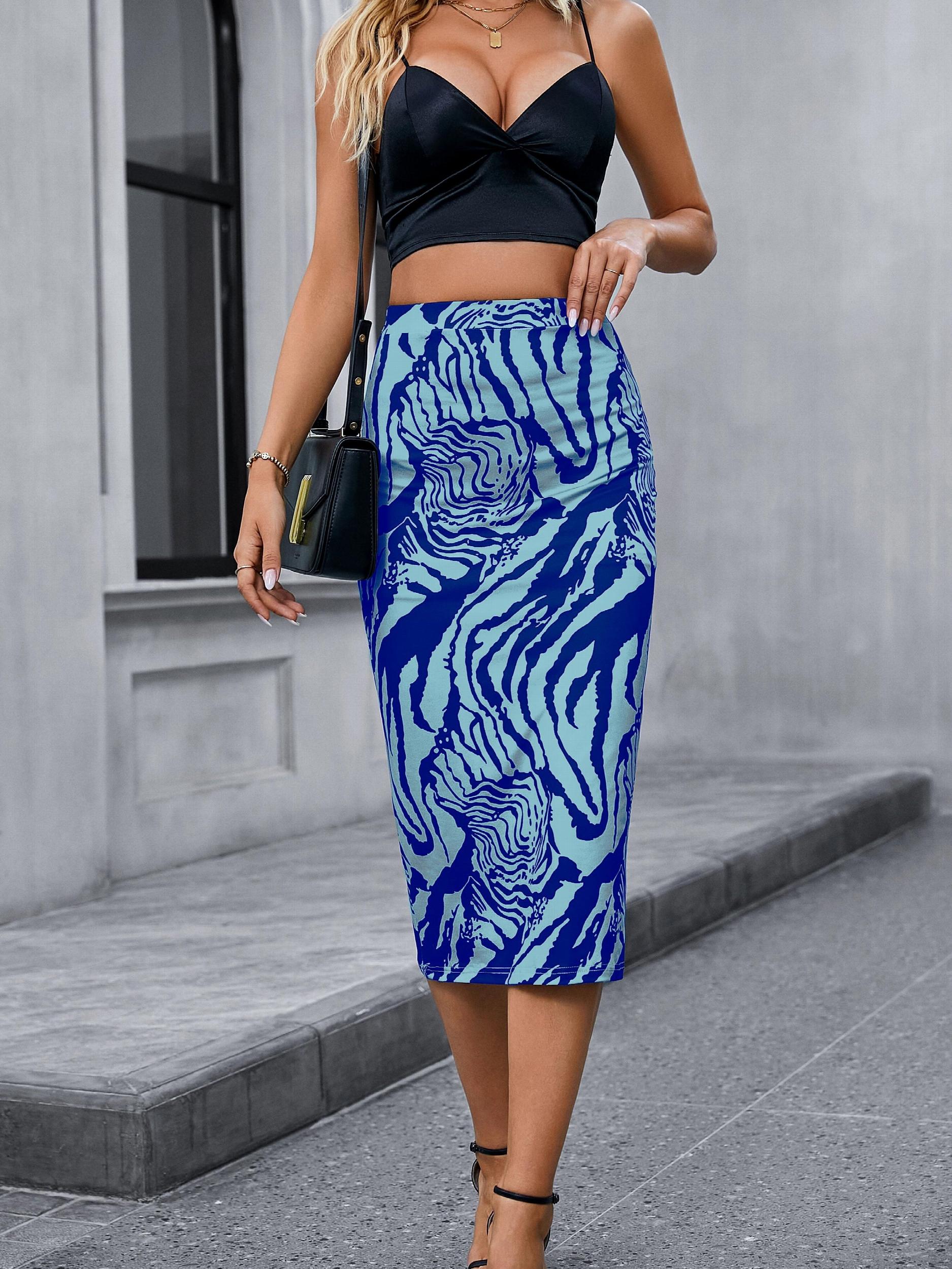 Print Elastic Waist Bodycon Skirt for Women