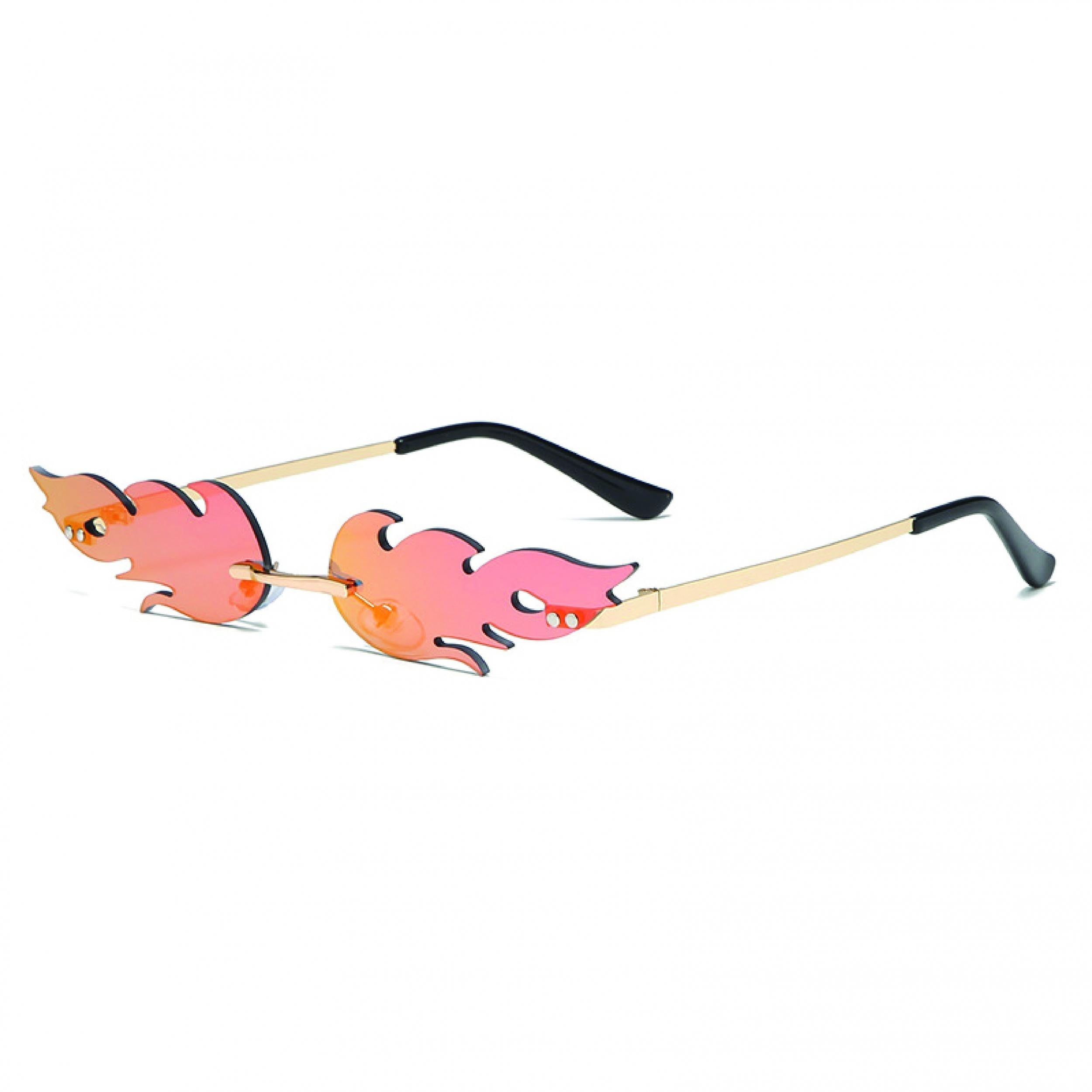Y2K Flame Sunglasses Tinted Rimless Metal Glasses UV400