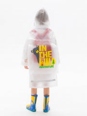 Kid's Hooded Raincoat Button Down Rain Poncho Jacket Animal Pattern Rainsuit