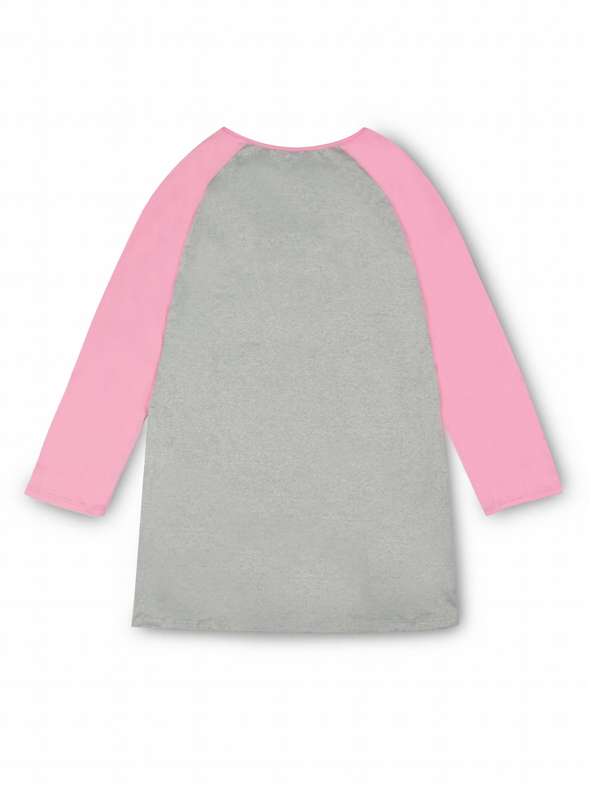 Casual Nightdress Women's Plus Teddy Bear Print Raglan Sleeve R