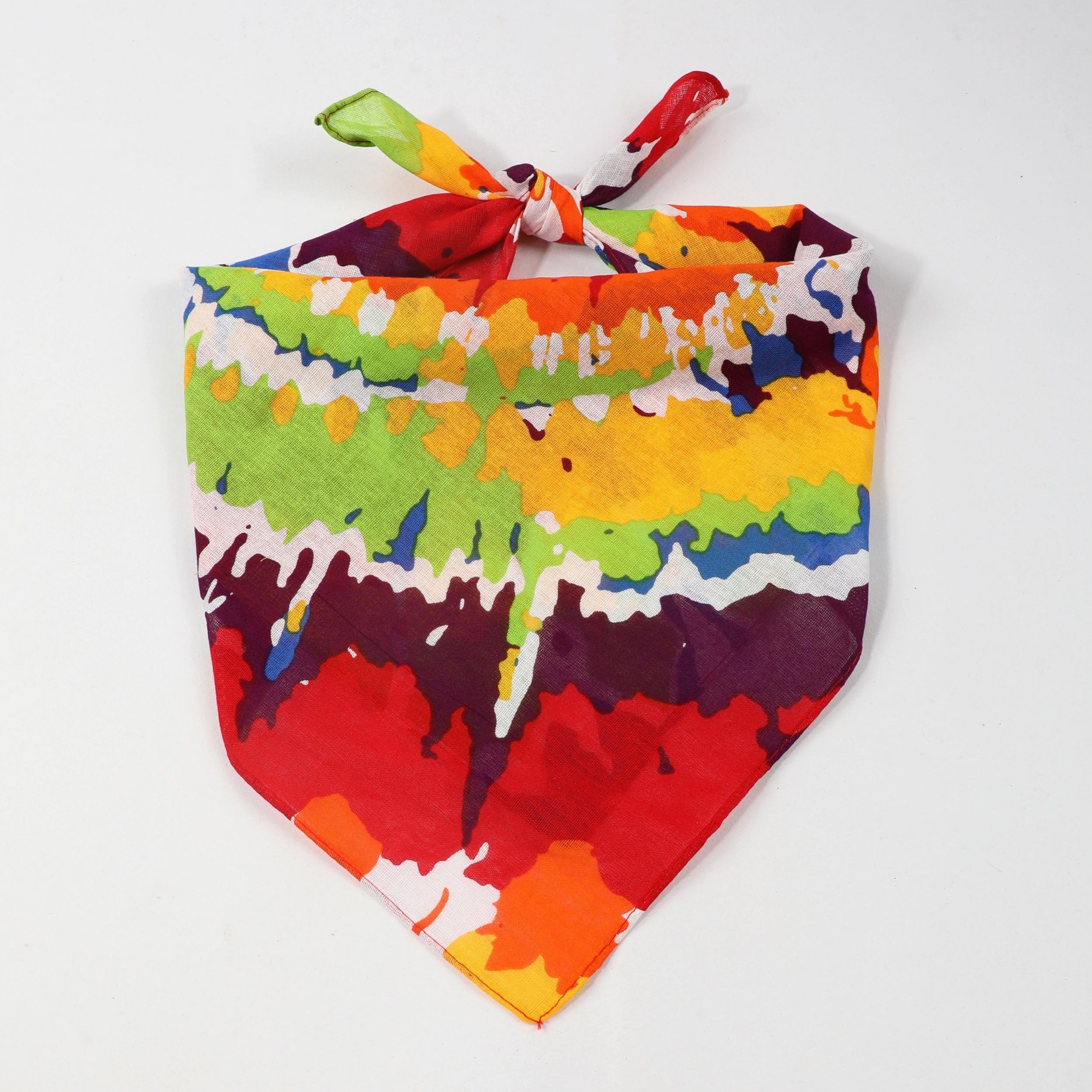 Rainbow Tie Dye Bandana Hip Hop Print Square Scarf Head Wrap Unisex LGBT Pride