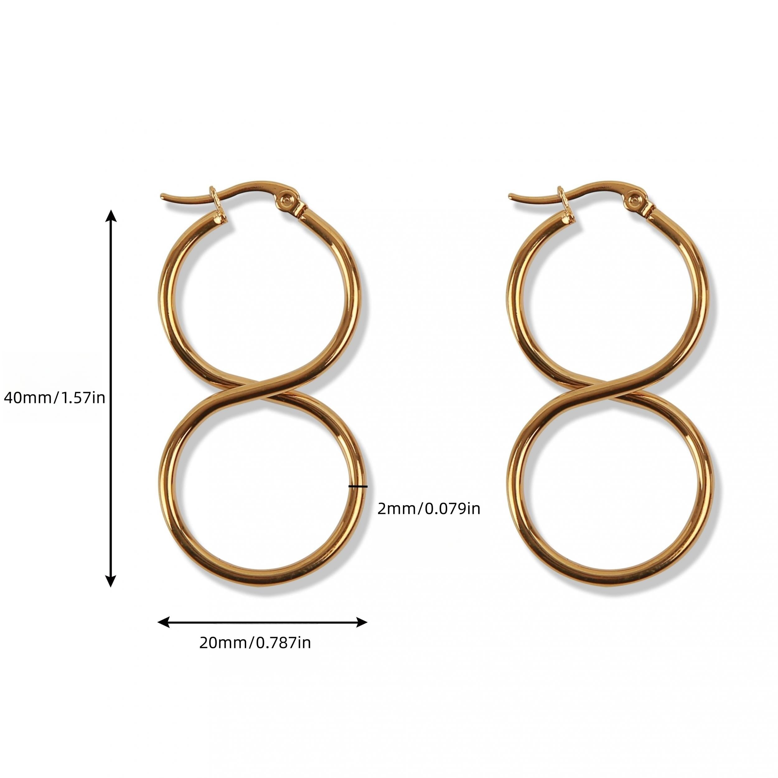 Y2K Rock Stainless Steel Infinity Symbol Hoop Earrings Set for Girls