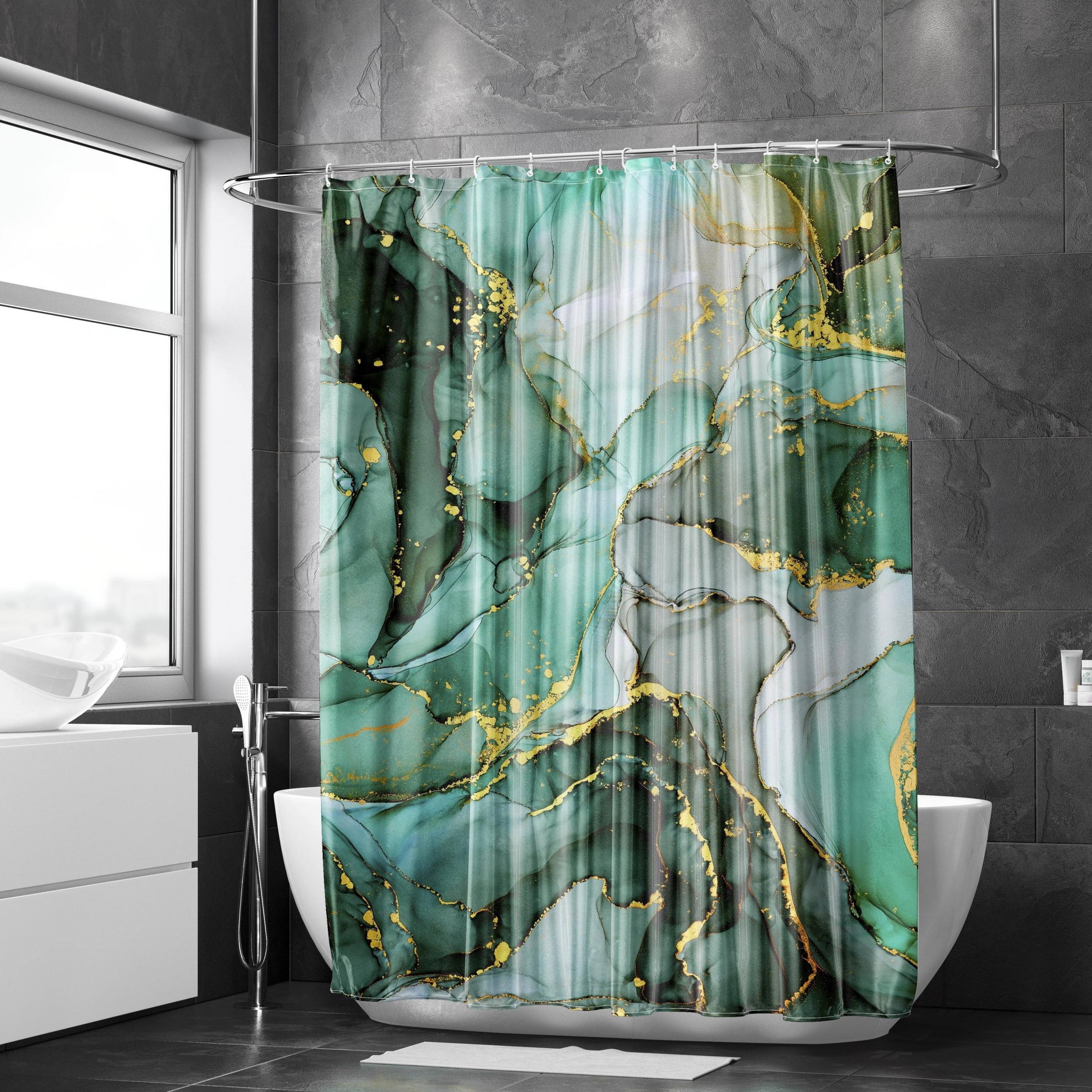 Waterproof Green Marble Bath Curtain 72'' x 72''