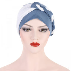 Casual Braided Turban Cap Double Headwrap Beanie Elastic Head Scarf
