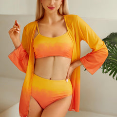 Sunflower Ombre Scoop Neck 3 Piece Swimsuit Women's Swimwear