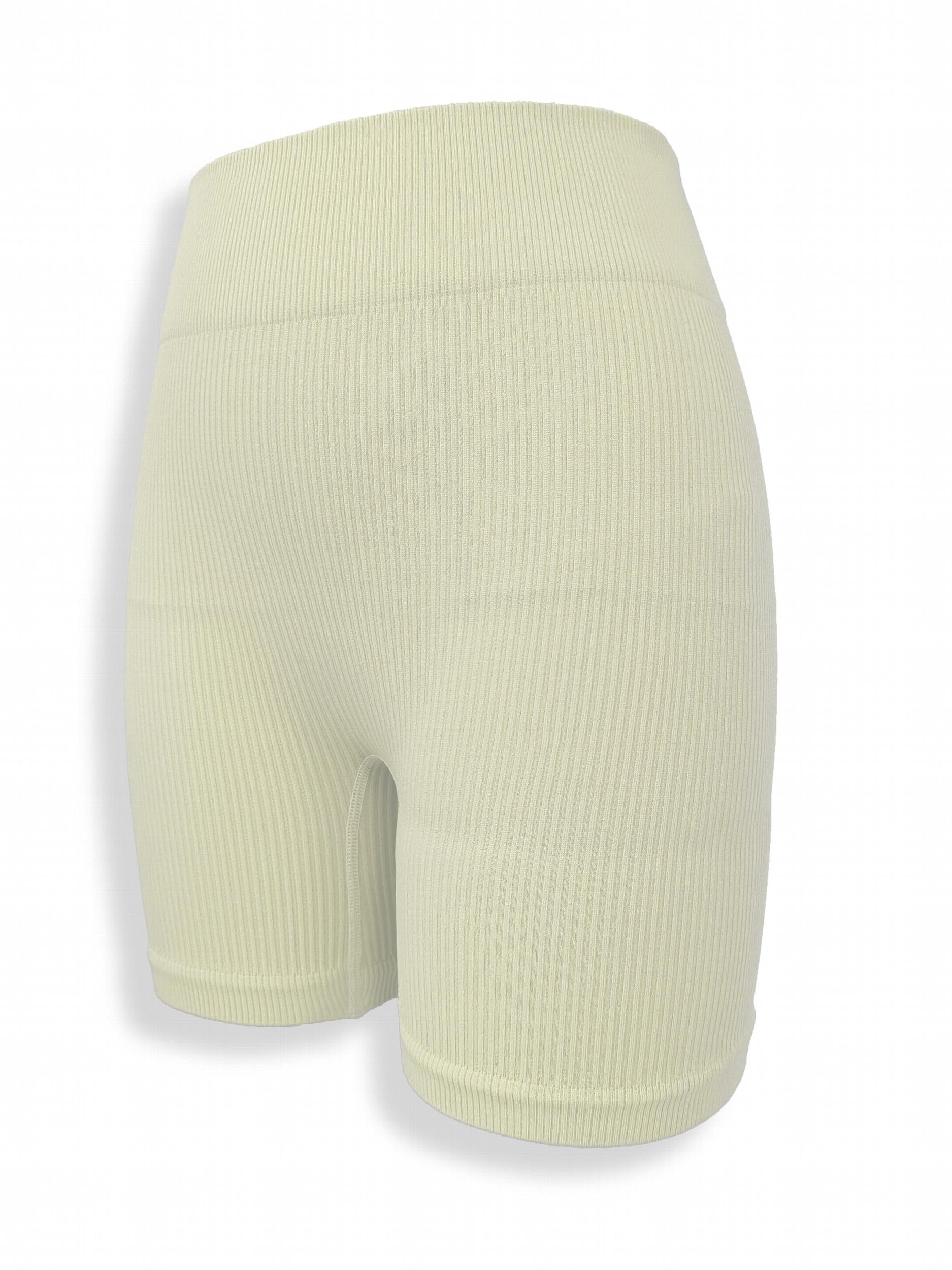 3pcs Ribbed Solid Yoga Sports Shorts High Waist