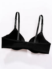 Solid Push-Up T-Shirt Bra Front Buckle Plunge Bra Women's Lingerie