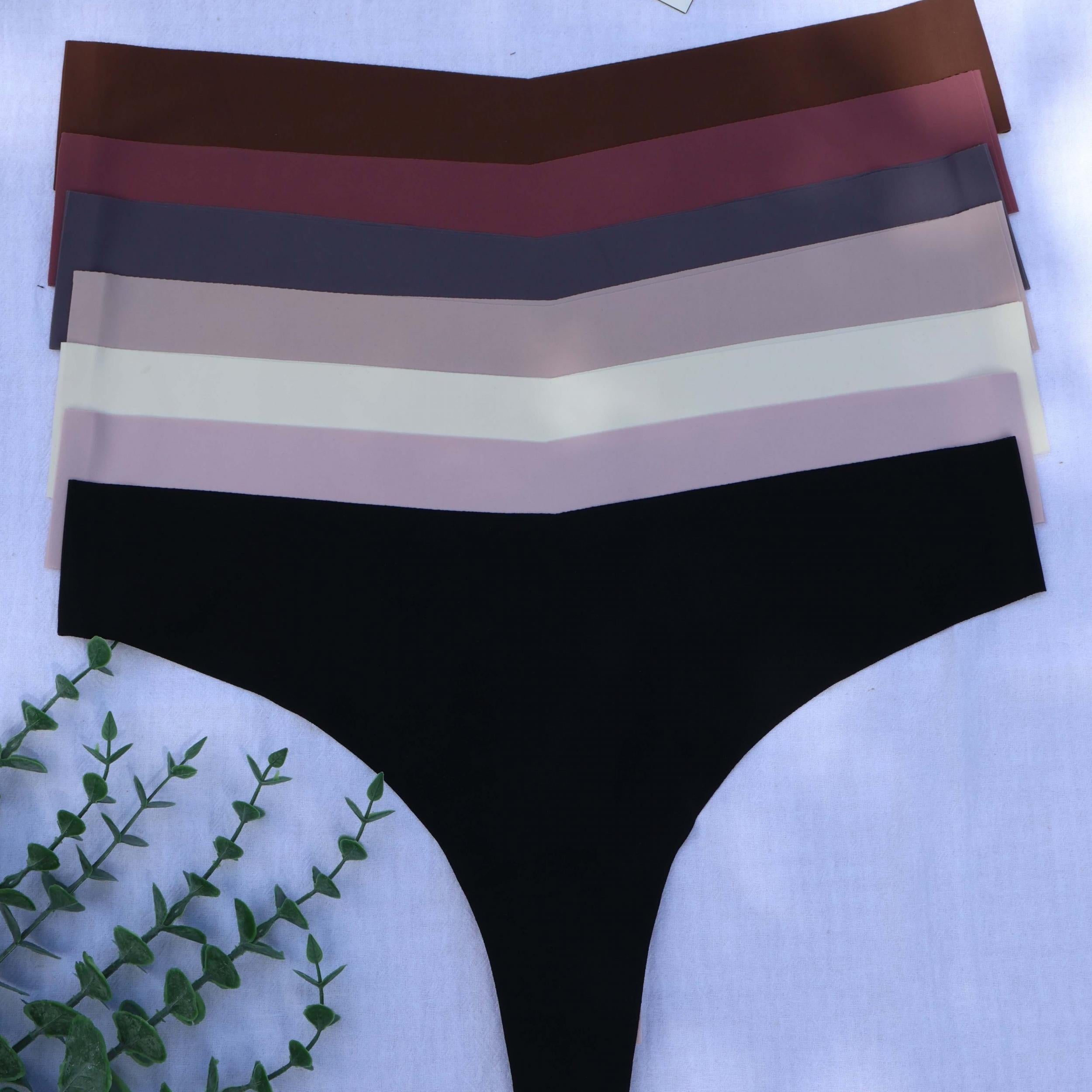 7 Pack Plus Size Sexy Panties Set Women's Plus Seamless Solid Mid Waisted