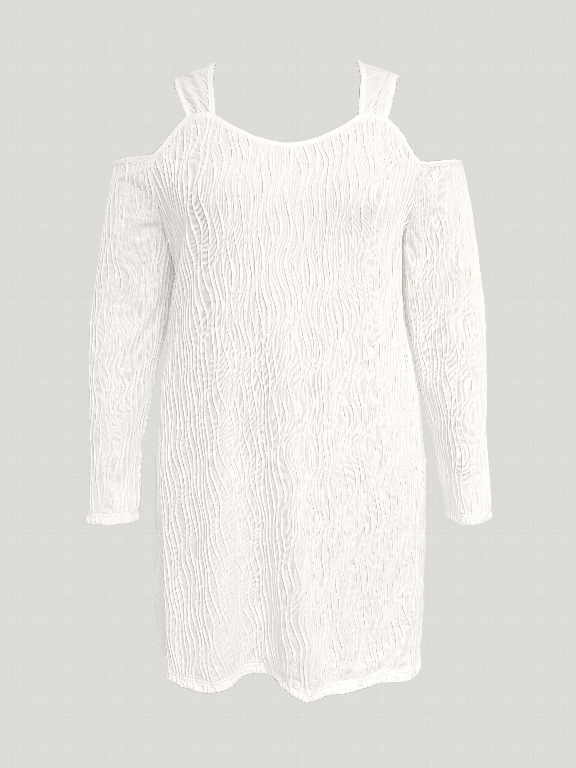 Cold Shoulder Long Sleeve V Neck Dress