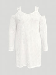 Cold Shoulder Long Sleeve V Neck Dress
