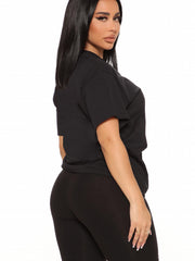 Biker Shorts & T Shirt 2pc Set Crew Neck Skinny Workout Yoga Outfits
