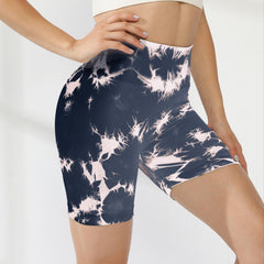 Tie Dye Yoga Workout Shorts High Waist Athletic Running Sports Shorts