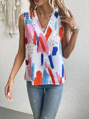 Graphic Print V Neck Tank Top Sleeveless Tank Top
