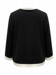 Block Open Front Jacket Crew Neck Comfy Outerwear