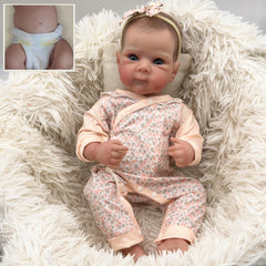 Realistic Reborn Youngsters Girl Doll Soft Vinyl Hand Drawn Hair & Floral Outfit