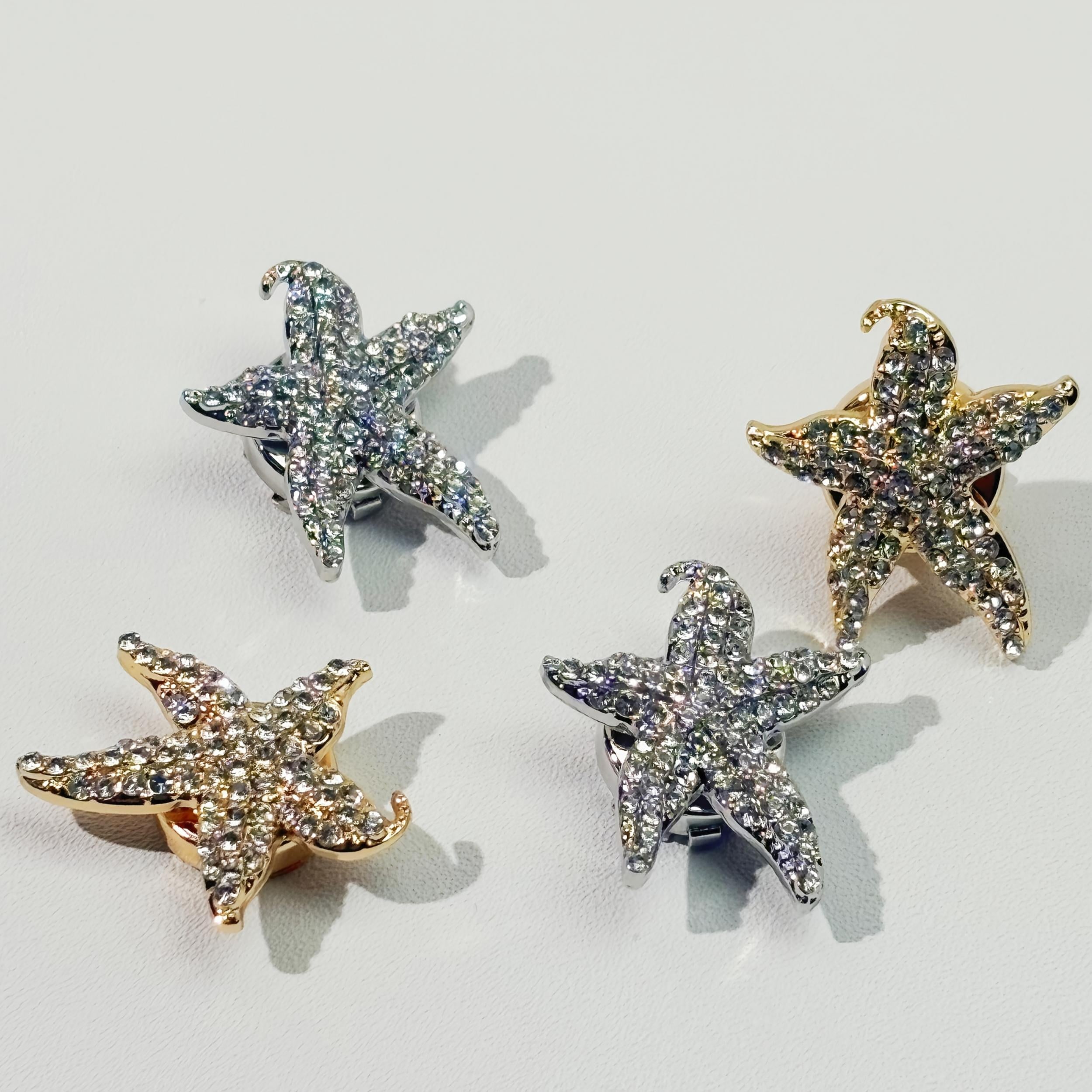 2pcs Starfish Shirt Buttons w/ Brass Base Coastal Decorative Closures
