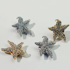 2pcs Starfish Shirt Buttons w/ Brass Base Coastal Decorative Closures