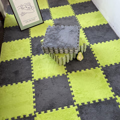 12pcs Plush Puzzle Floor Mat Interlocking Tiles Soft Climbing Carpet Mats