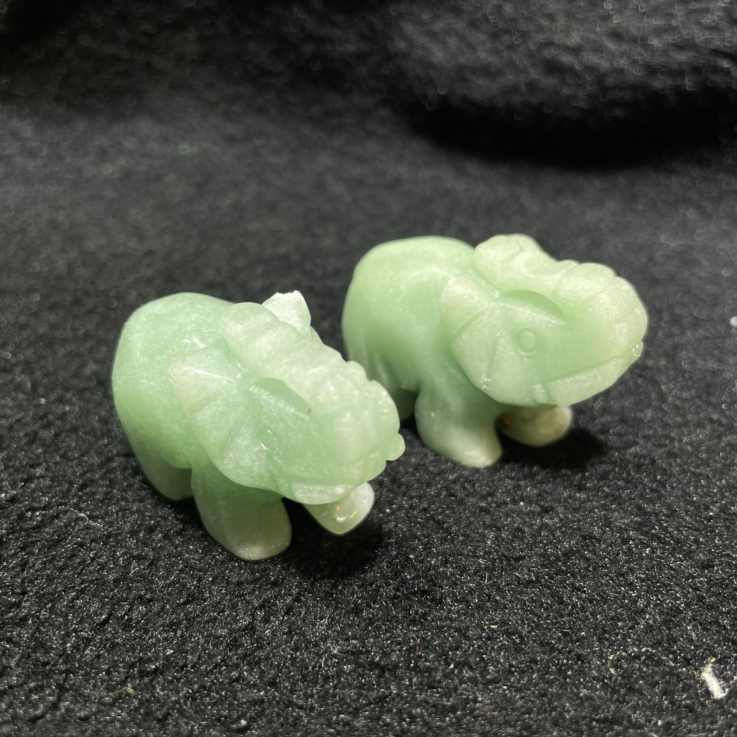 Green Aventurine Jade Stone Crystal Elephant Decoration
