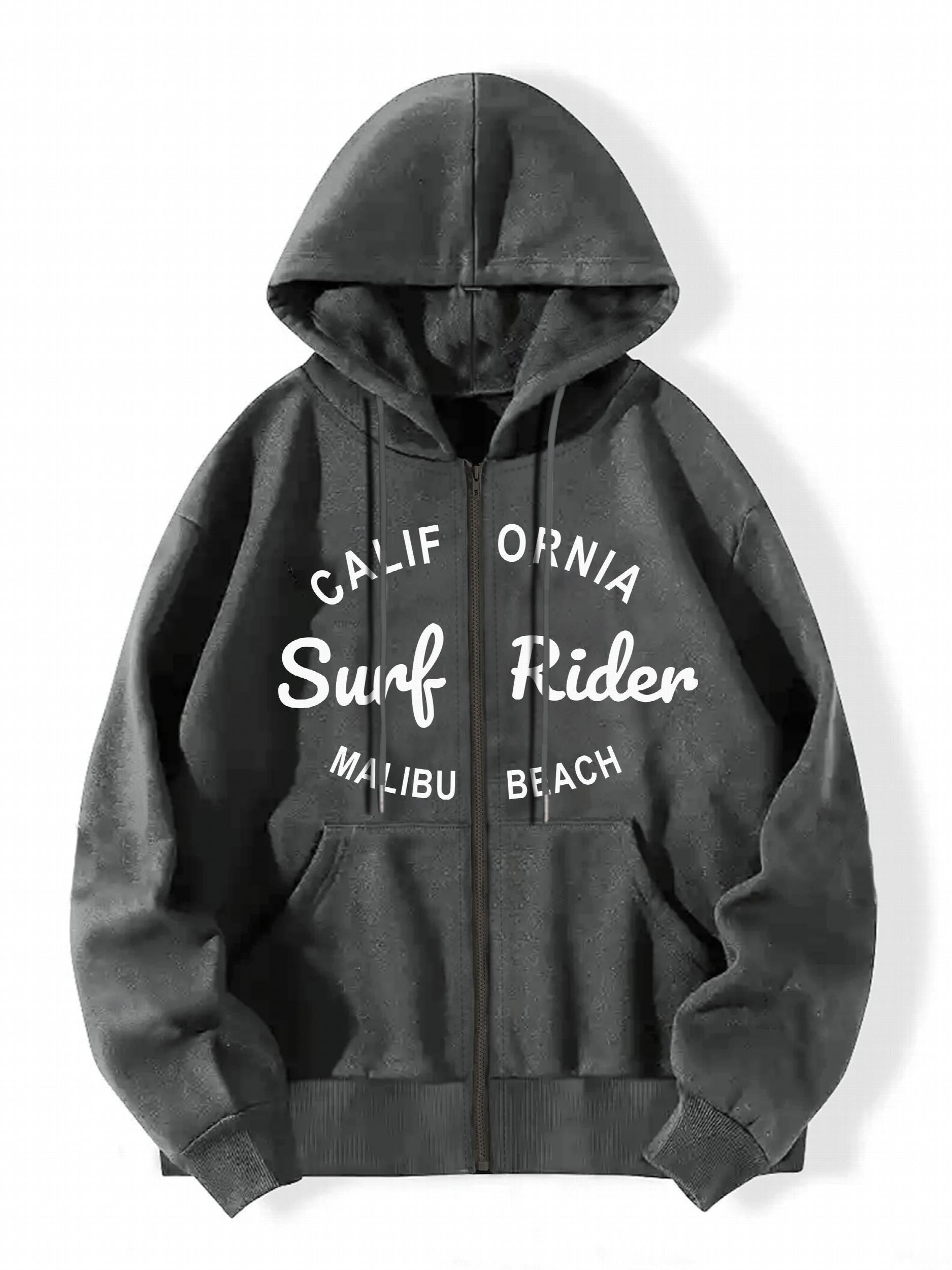 Casual Sports Hooded Sweatshirt Zipper Drawstring Hoodie