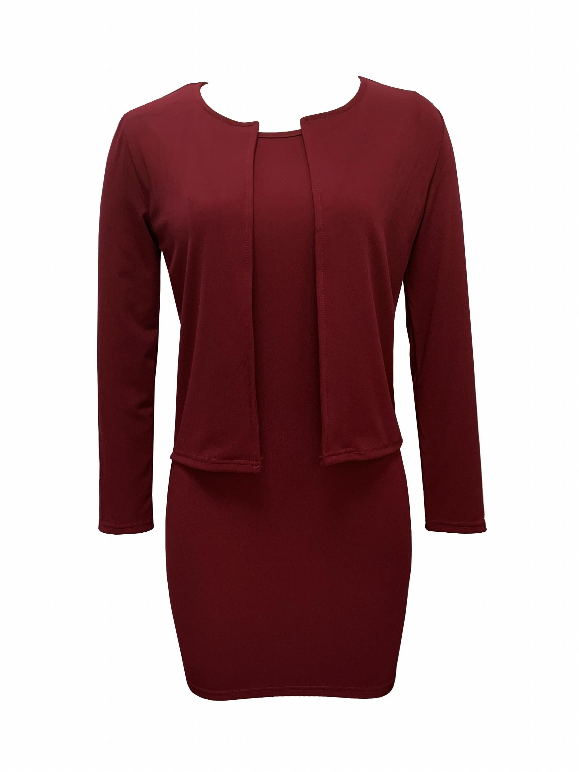 Slim Two-piece Dress Set Long Sleeve Jacket & Bodycon Dress