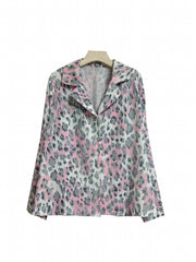 Tie Dye & Leopard Print Pajamas Set Long Sleeve Shirt & Pants