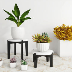 2-Pack Indoor Plant Stand Wood Mid-Century Modern Bamboo Plant Stool