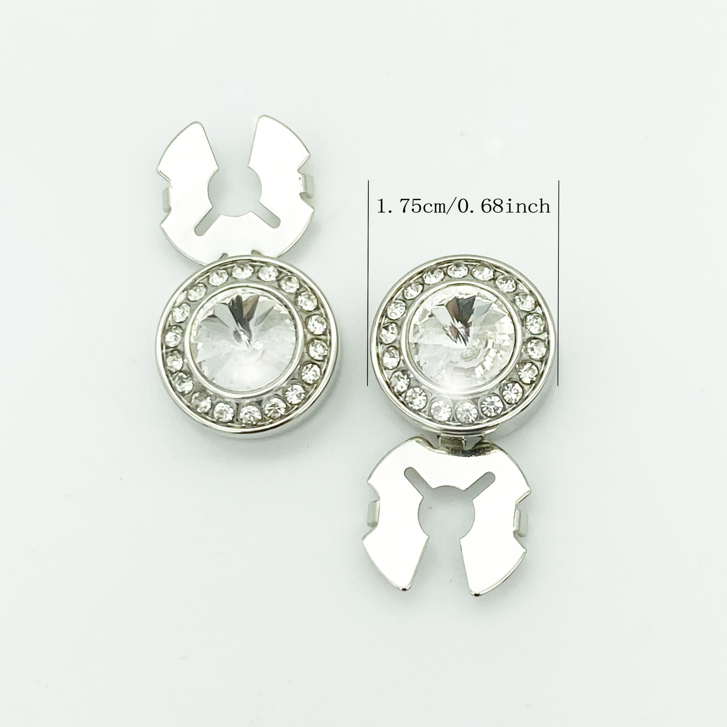 2pcs Rhinestone Button Covers Hidden Shirt Accessories