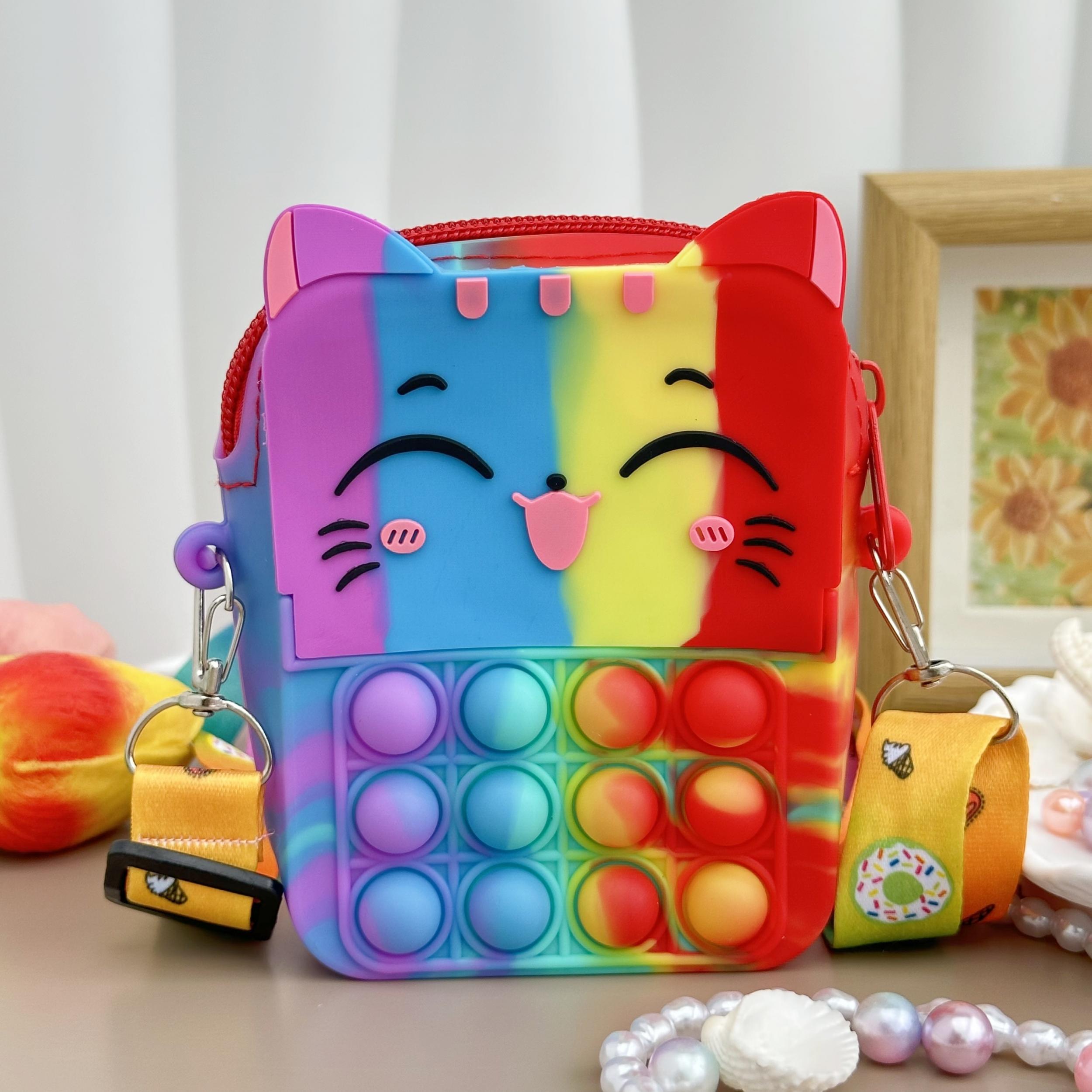 Girls Silicone Cat Messenger Bag Coin Purse Educational Toy Bag