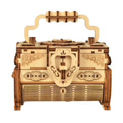 Rustic 3D Stereo Jigsaw DIY Basswood Music Box Antique Style Mechanical Assembly