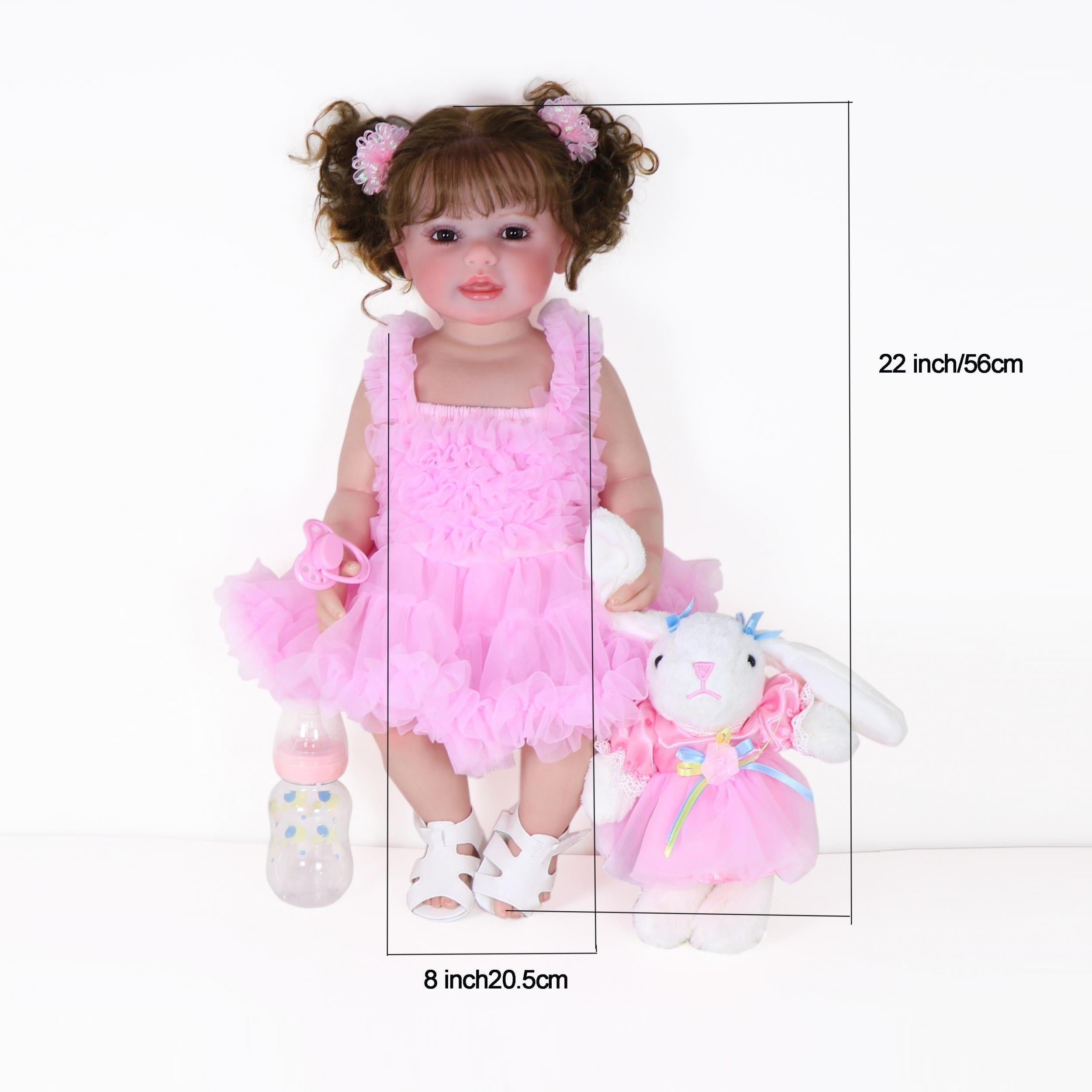 22 Inch Reborn Doll with Rooted Hair and Bunny