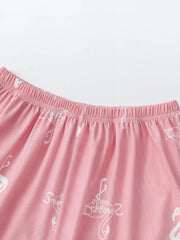 Flamingo Print Elastic Waist Loungewear Shorts