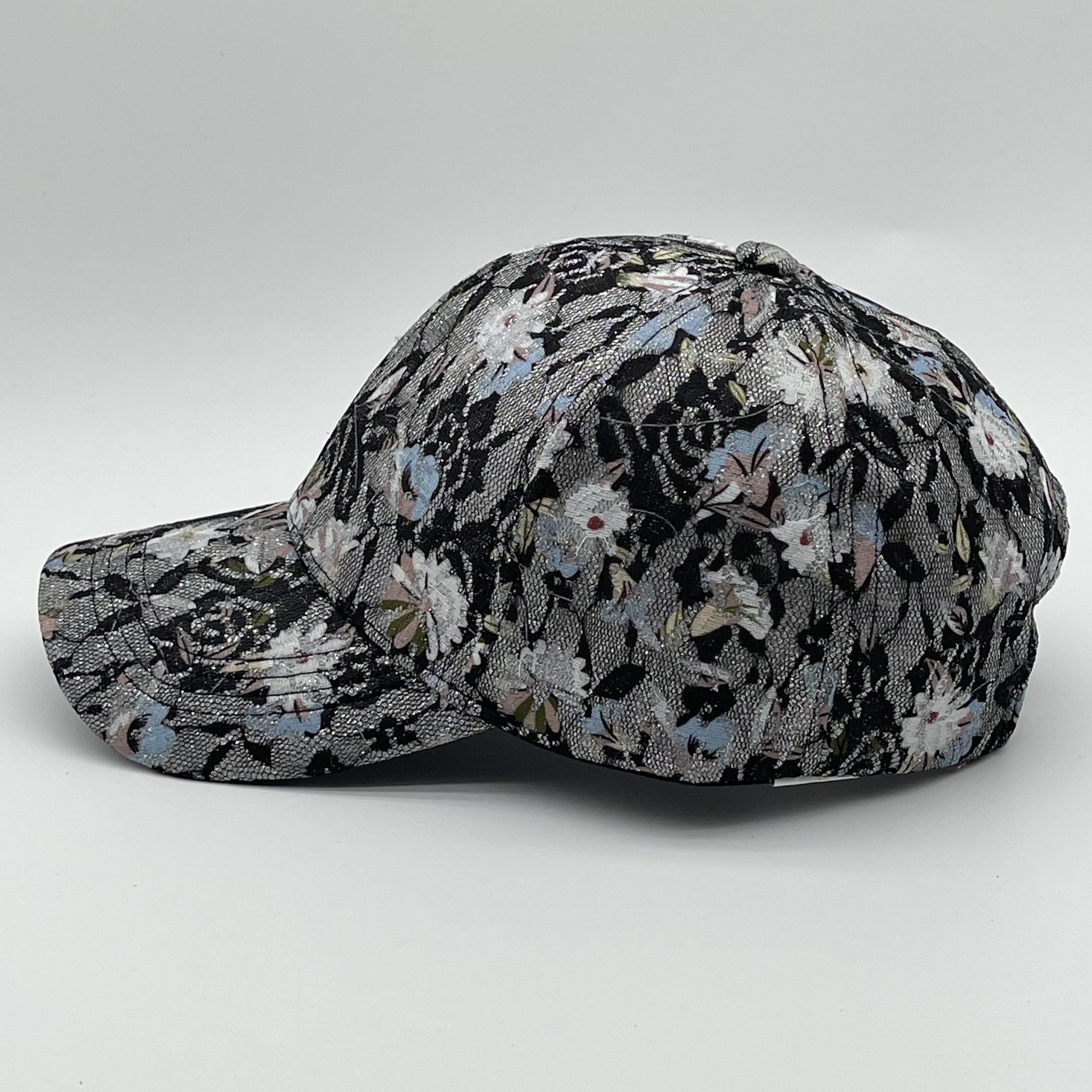 Glitter Floral Embroidery Baseball Cap Lace Breathable Dad Hats For Women