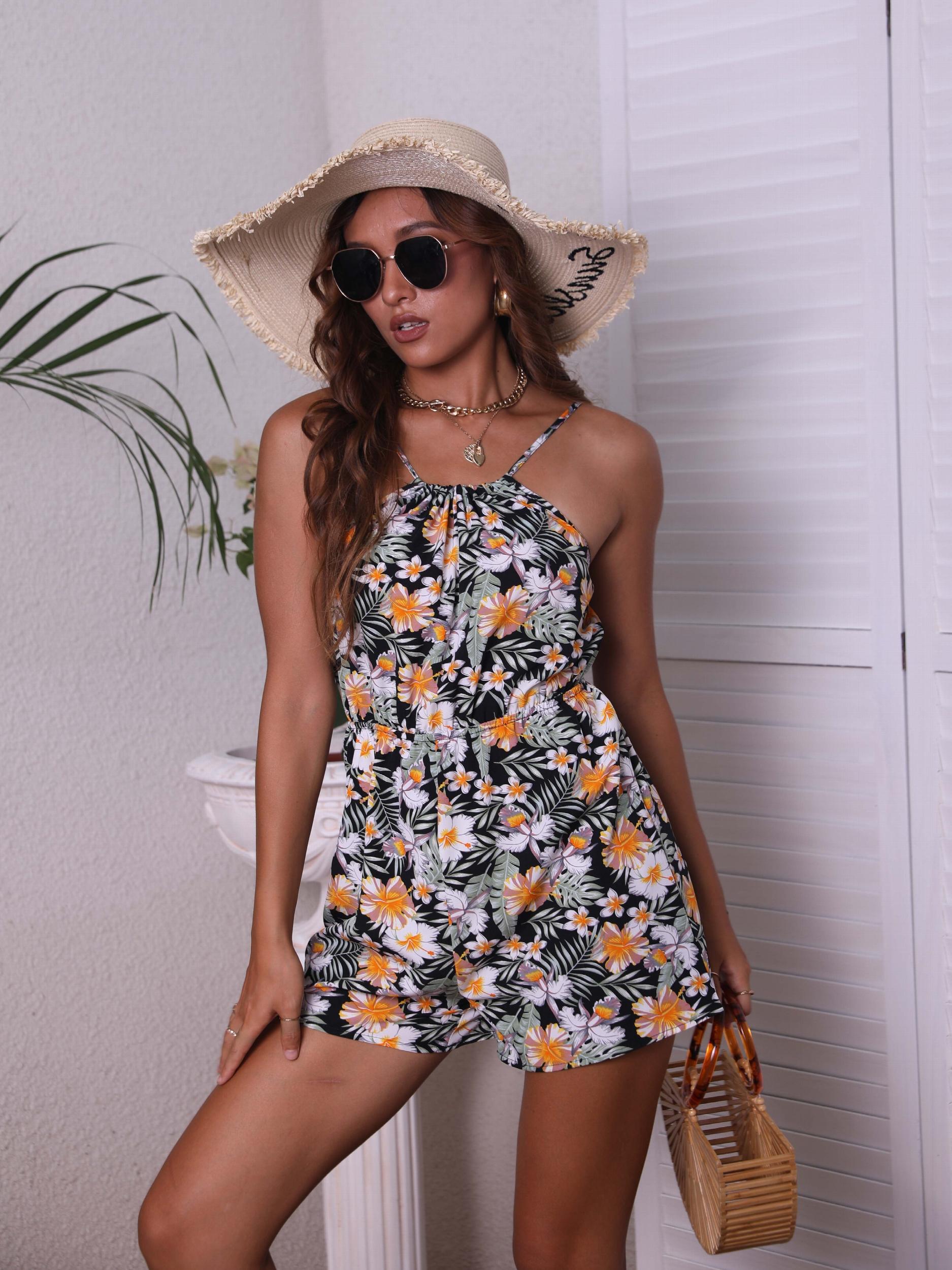 Floral Print Cami Romper Jumpsuit Casual Sleeveless Romper