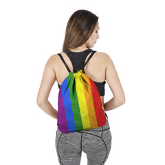 Rainbow Stripe Drawstring Backpack Waterproof Gym Bag