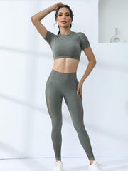 2pcs Workout Set Sports Top & Leggings Butt Lifting Activewear
