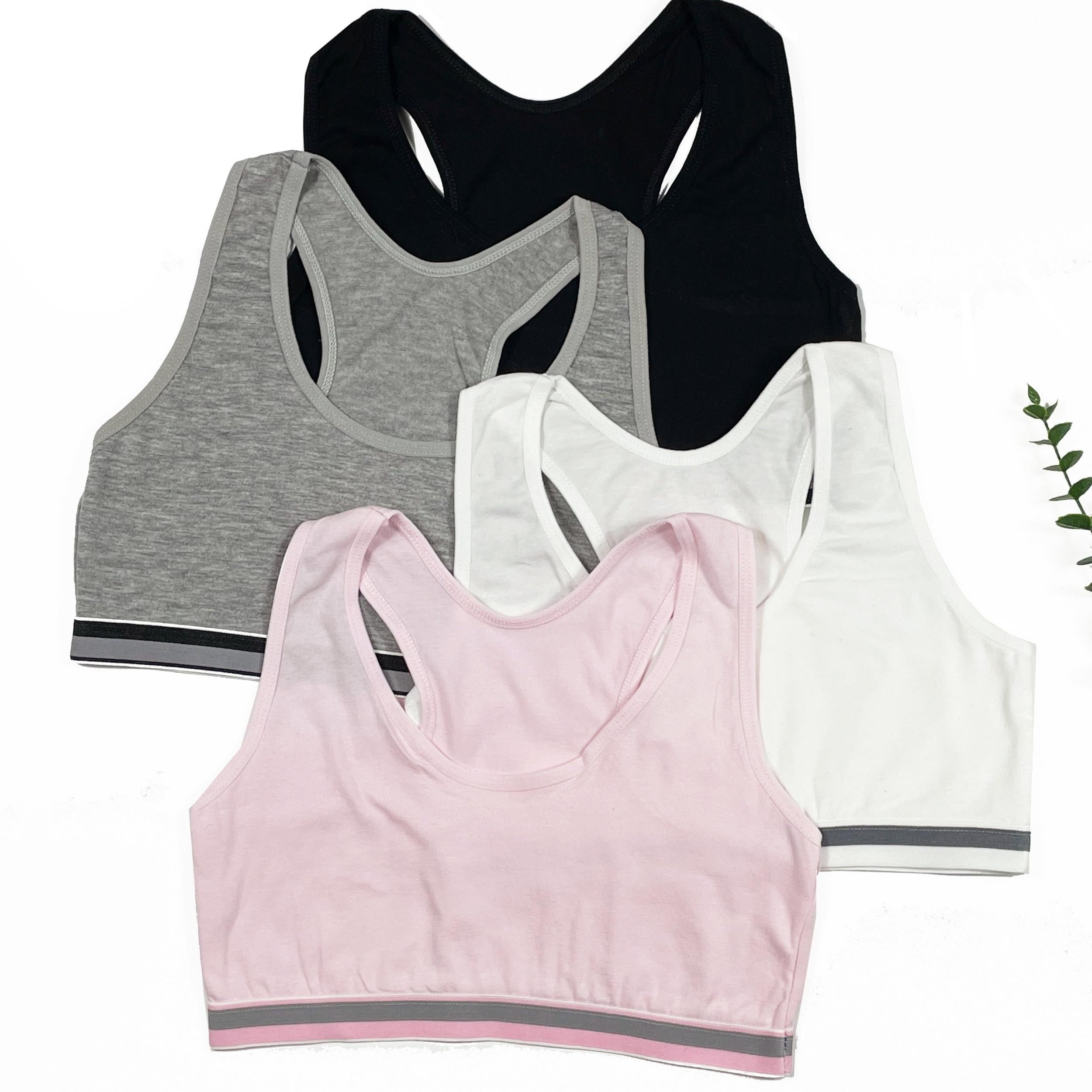 4pcs Girls Cotton Anti-Convex Bras Female Elastic Crop Top Vests