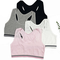 4pcs Girls Cotton Anti-Convex Bras Female Elastic Crop Top Vests
