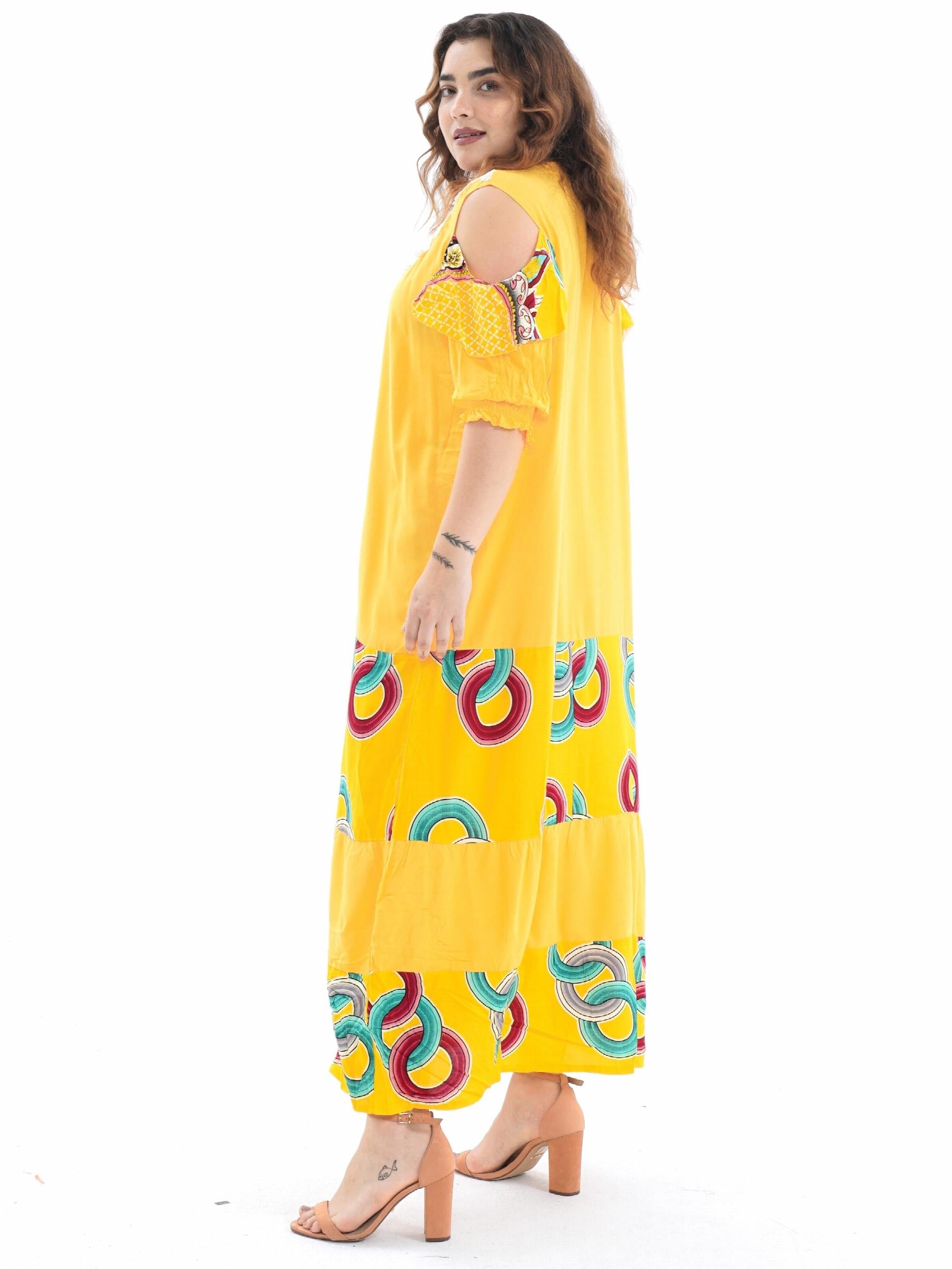 Geometric Print Kaftan Dress Set with 2pcs Hijab