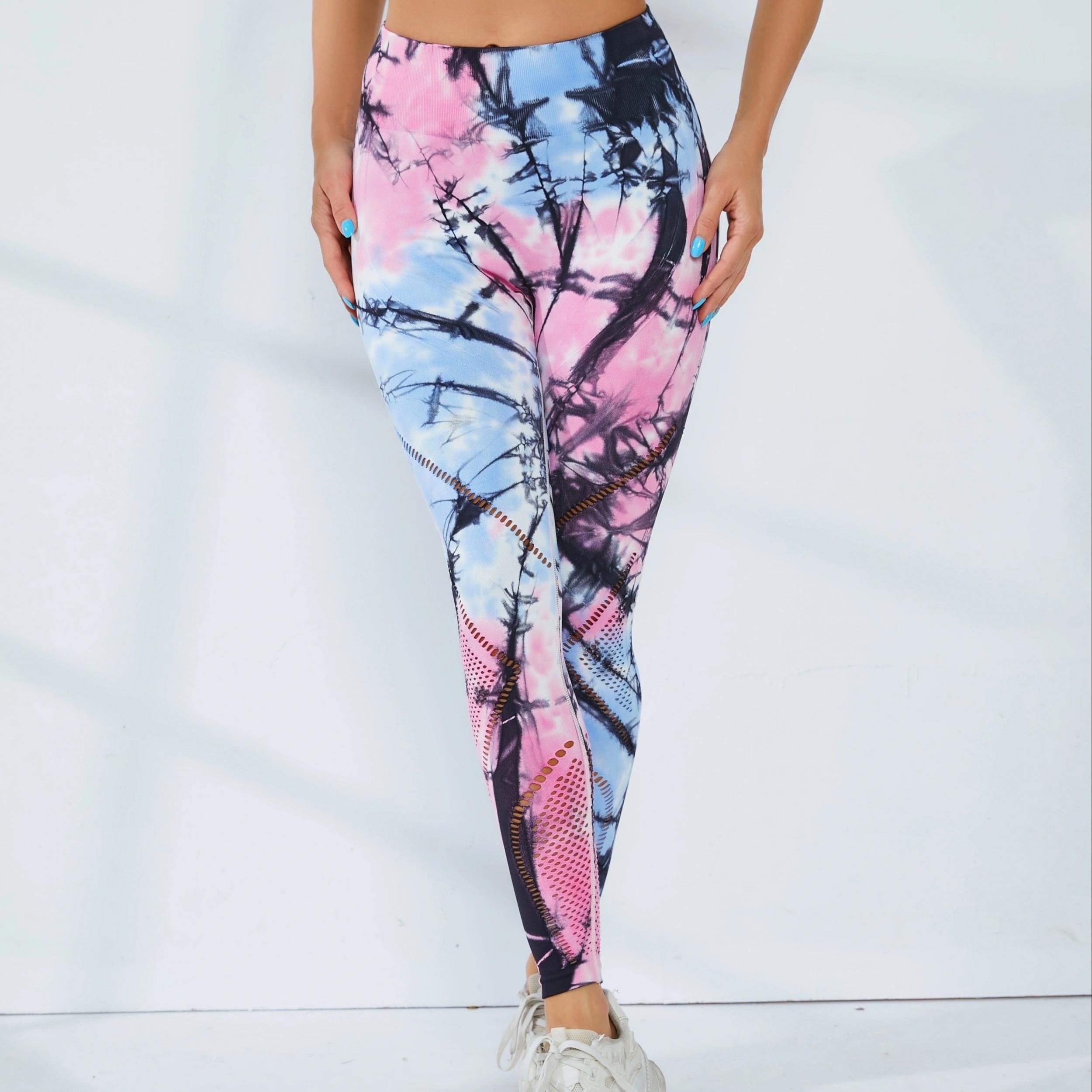 High Waist Tie Dye Yoga Leggings Slim Fit Sports Fitness Pants