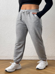 Sports Pants Women's Plus Solid Elastic Waist Gym Joggers With Pockets