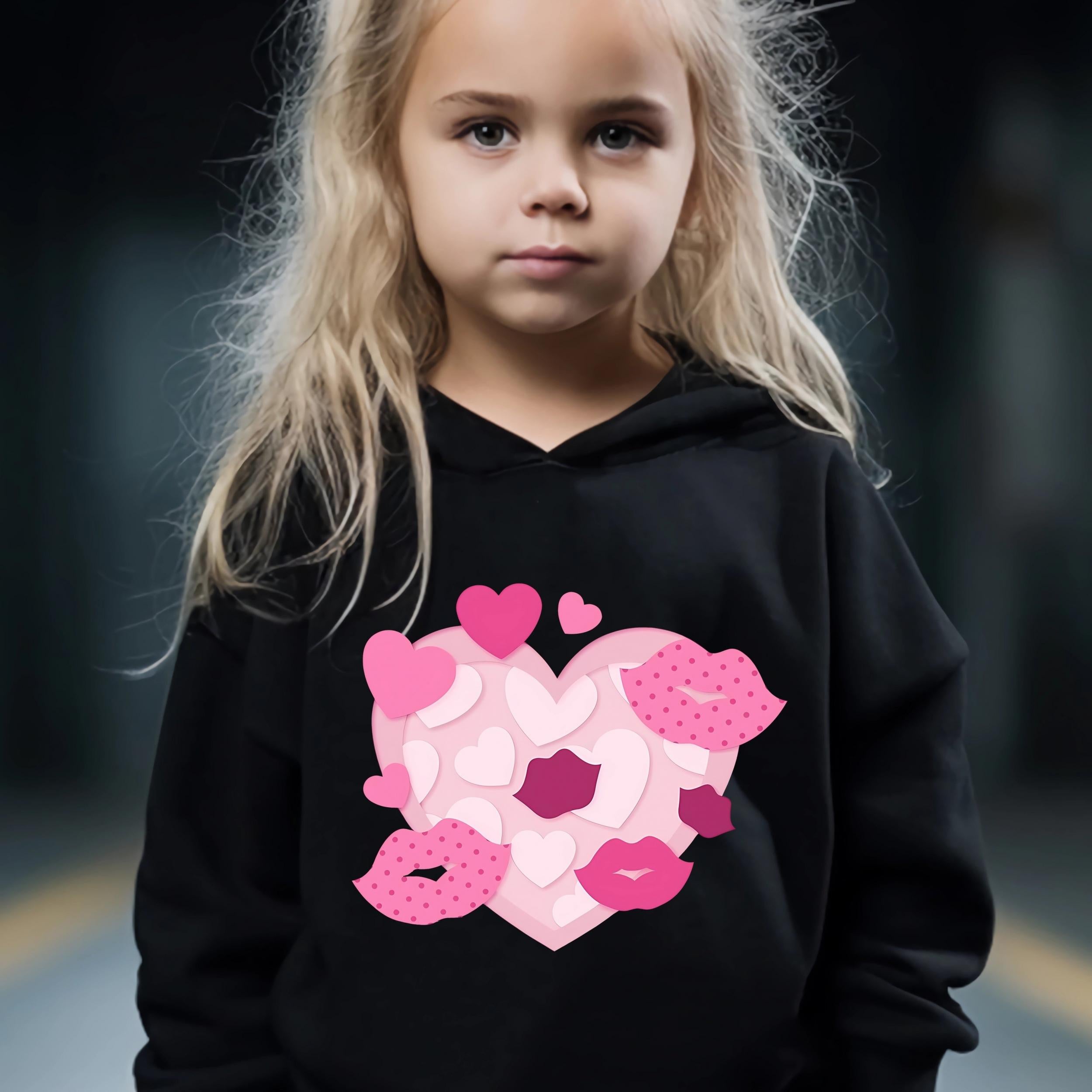 2pcs Heart & Kisses Hoodies Pants Set for Girls