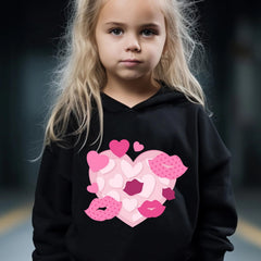 2pcs Heart & Kisses Hoodies Pants Set for Girls
